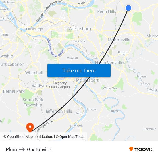 Plum to Gastonville map