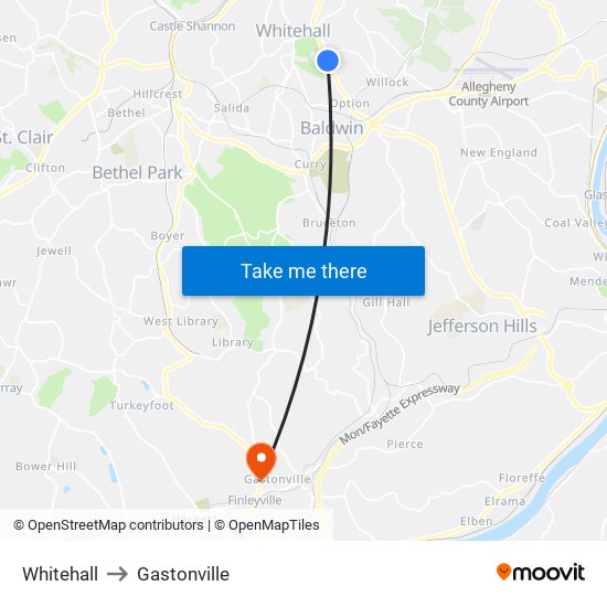 Whitehall to Gastonville map