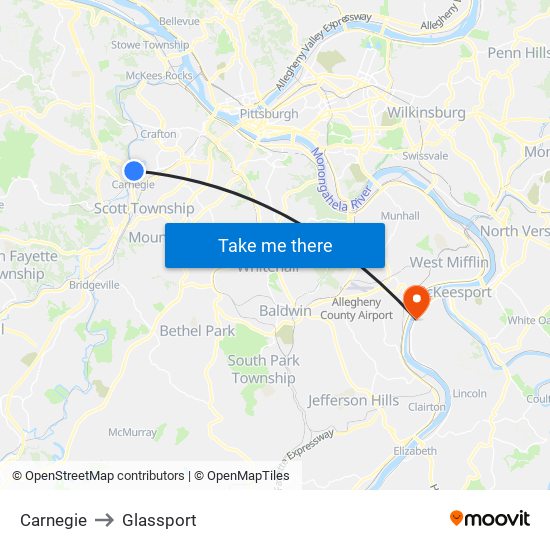 Carnegie to Glassport map