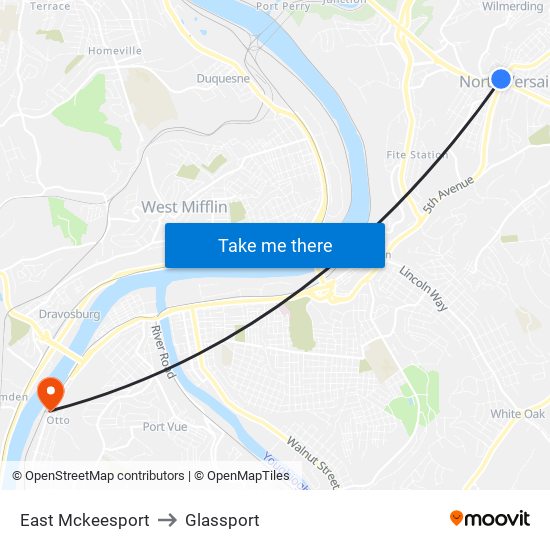 East Mckeesport to Glassport map