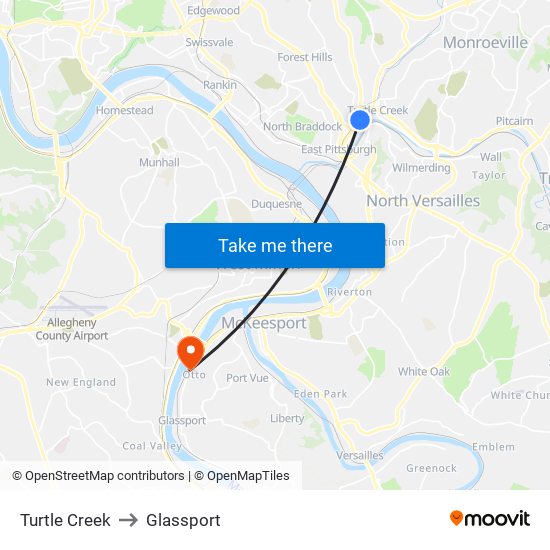 Turtle Creek to Glassport map