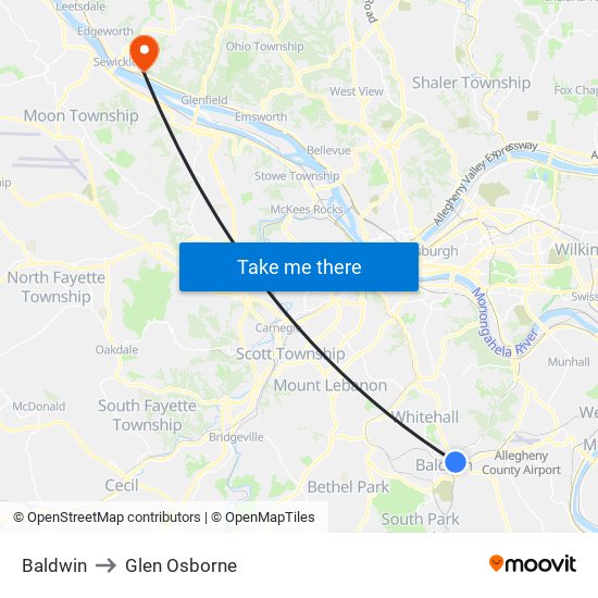 Baldwin to Glen Osborne map