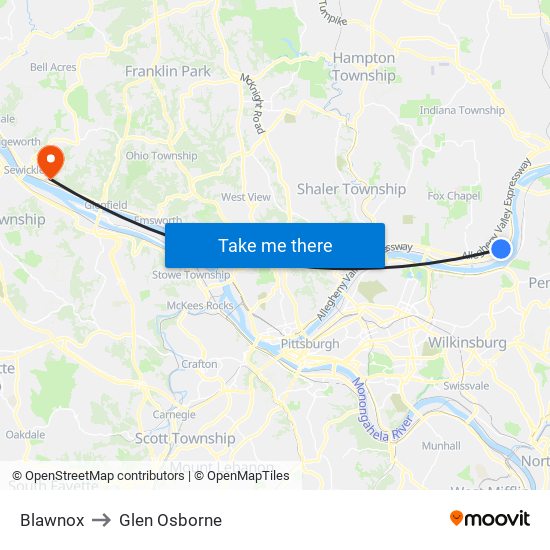 Blawnox to Glen Osborne map