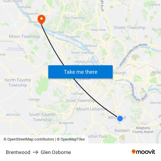 Brentwood to Glen Osborne map