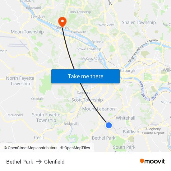 Bethel Park to Glenfield map