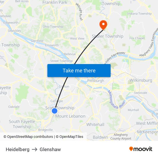 Heidelberg to Glenshaw map