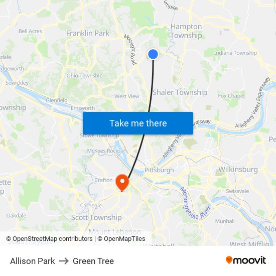 Allison Park to Green Tree map