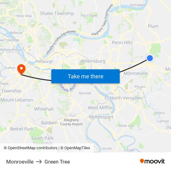 Monroeville to Green Tree map