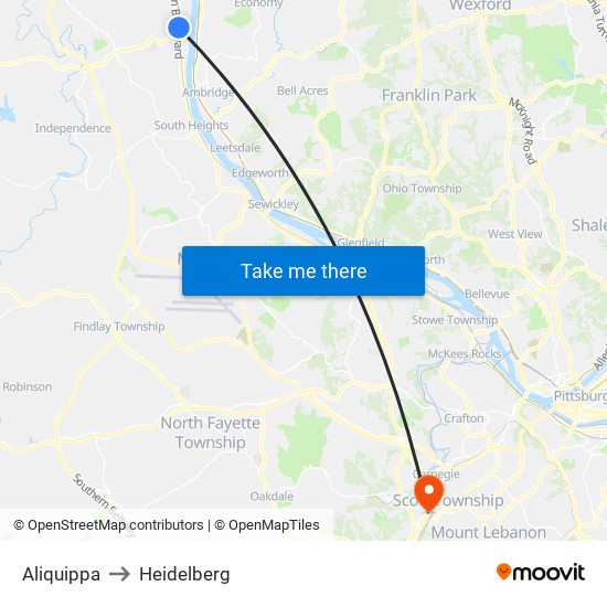 Aliquippa to Heidelberg map