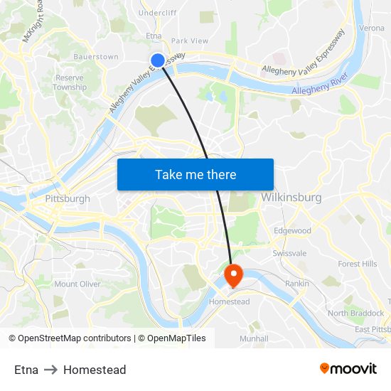 Etna to Homestead map