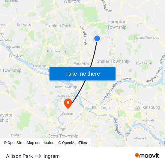 Allison Park to Ingram map