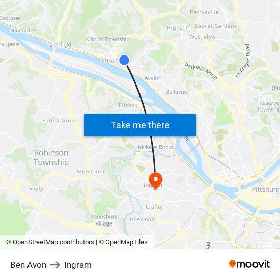 Ben Avon to Ingram map