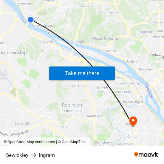 Sewickley to Ingram map