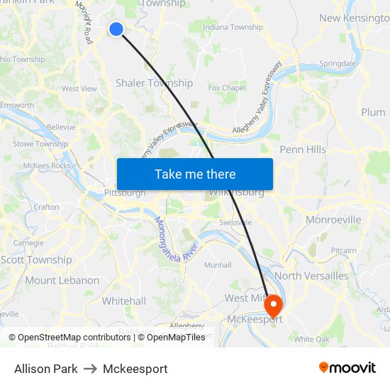 Allison Park to Mckeesport map