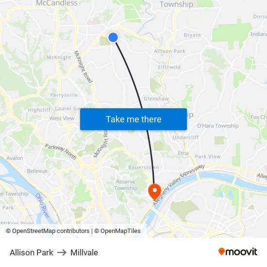 Allison Park to Millvale map