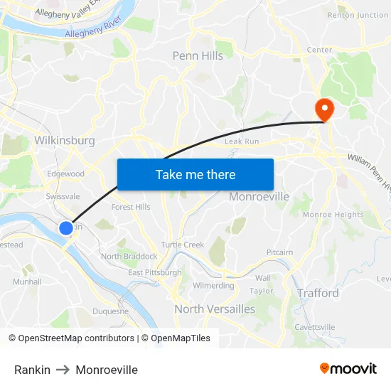 Rankin to Monroeville map