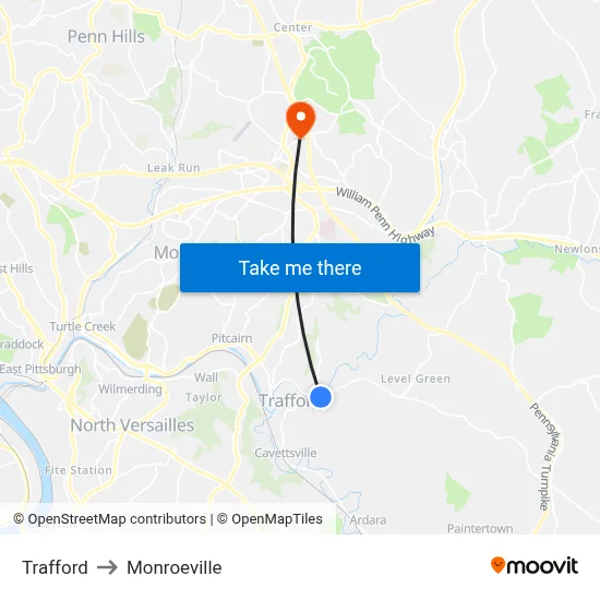 Trafford to Monroeville map