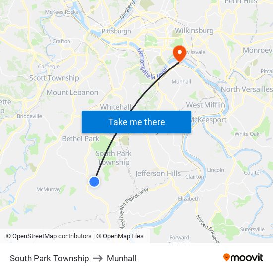 South Park Township to Munhall map