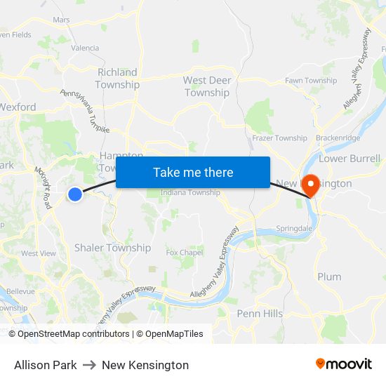 Allison Park to New Kensington map