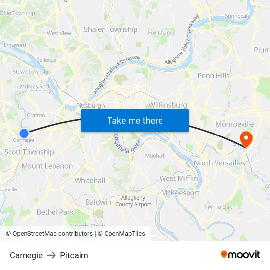 Carnegie to Pitcairn map