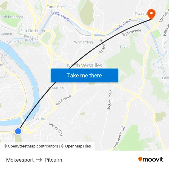 Mckeesport to Pitcairn map