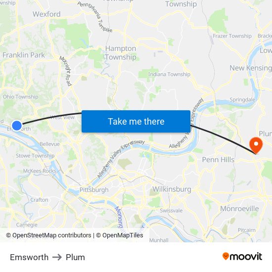 Emsworth to Plum map