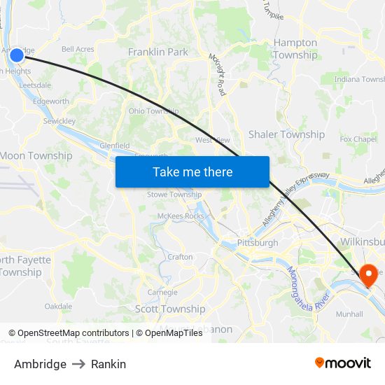 Ambridge to Rankin map