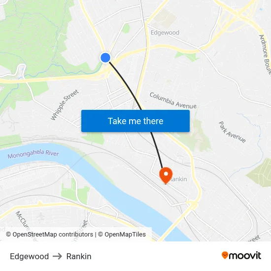 Edgewood to Rankin map
