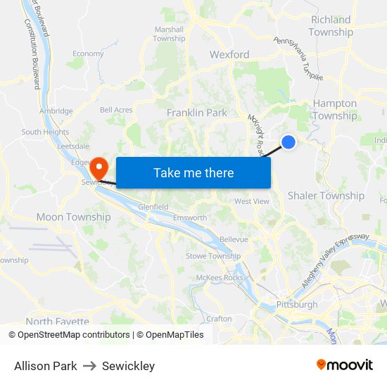 Allison Park to Sewickley map