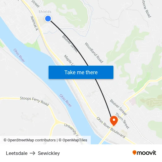 Leetsdale to Sewickley map