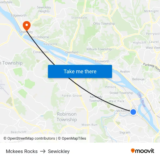 Mckees Rocks to Sewickley map