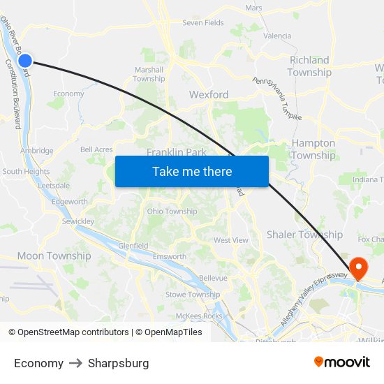 Economy to Sharpsburg map