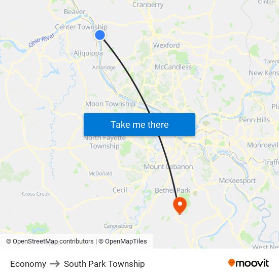 Economy to South Park Township map