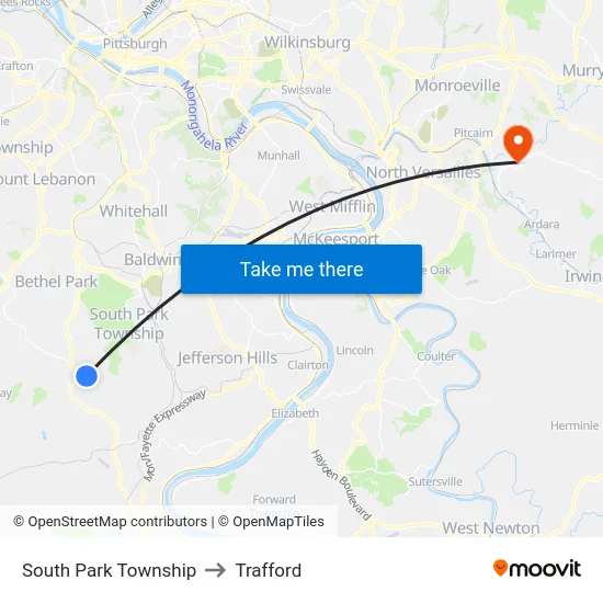 South Park Township to Trafford map