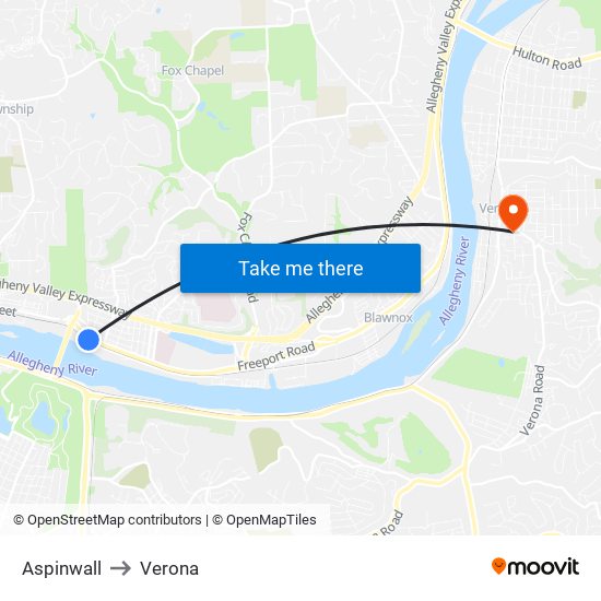 Aspinwall to Verona map