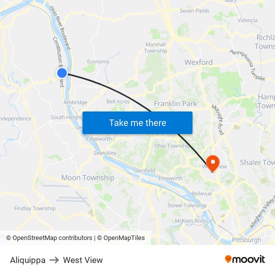 Aliquippa to West View map