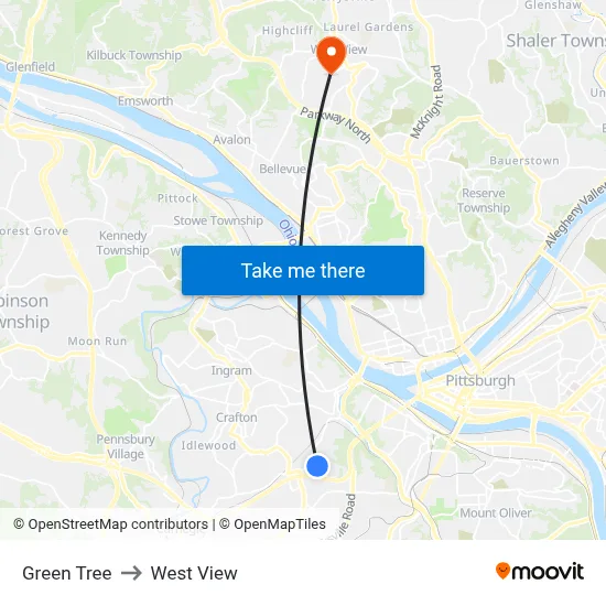 Green Tree to West View map