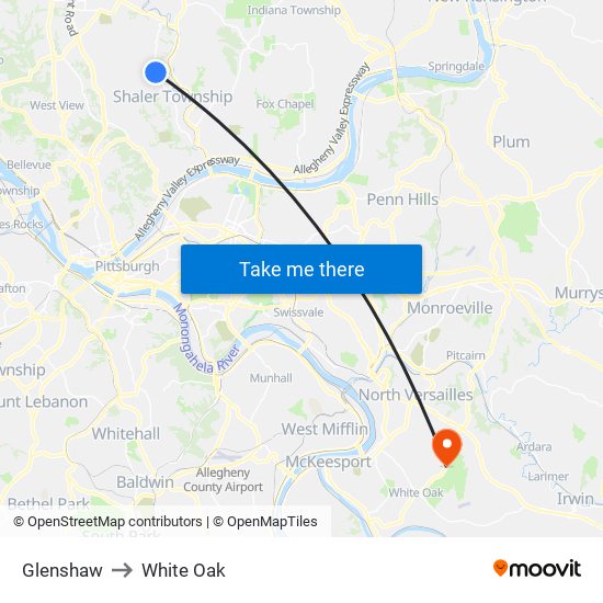 Glenshaw to White Oak map