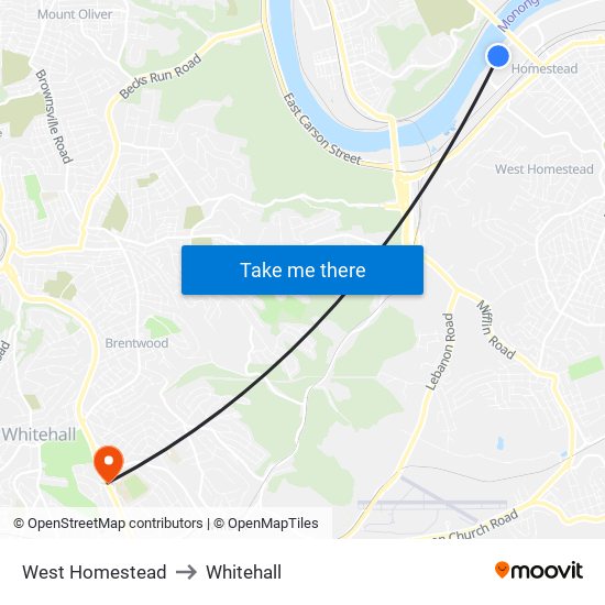 West Homestead to Whitehall map