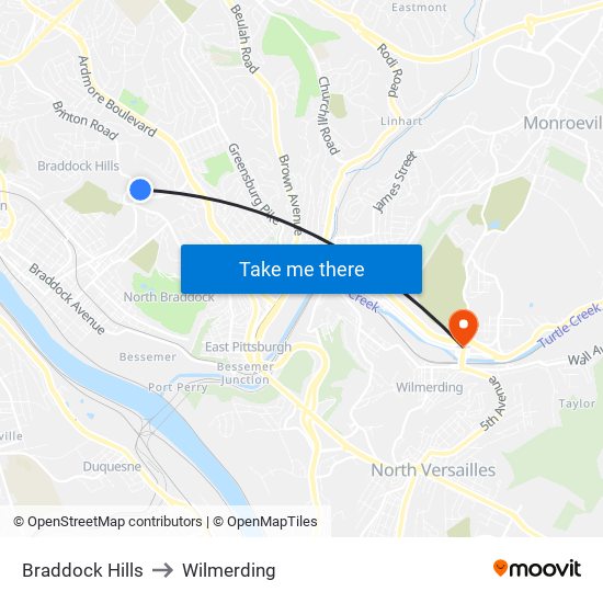 Braddock Hills to Wilmerding map