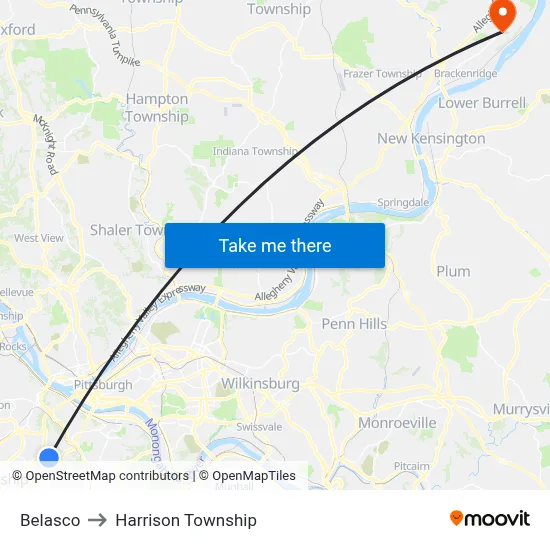 Belasco to Harrison Township map