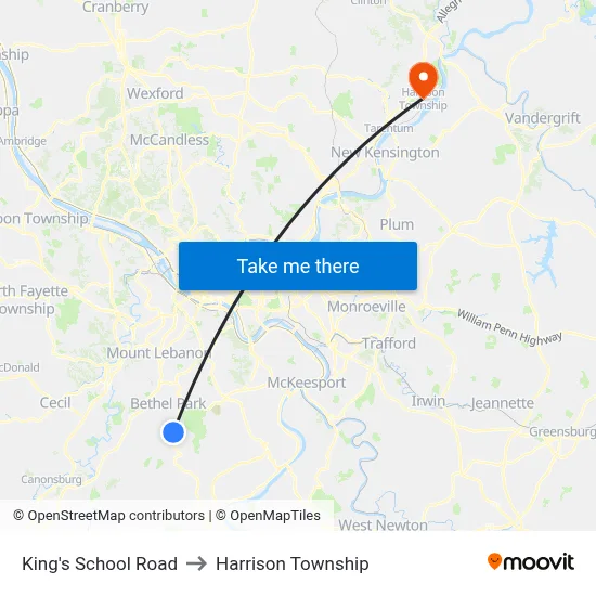 King's School Road to Harrison Township map