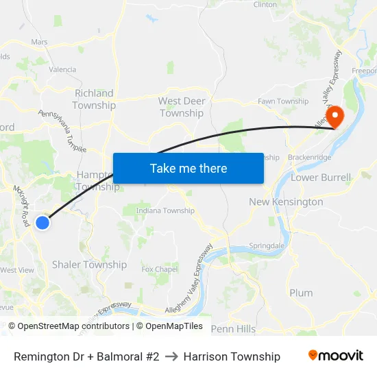 Remington Dr + Balmoral #2 to Harrison Township map