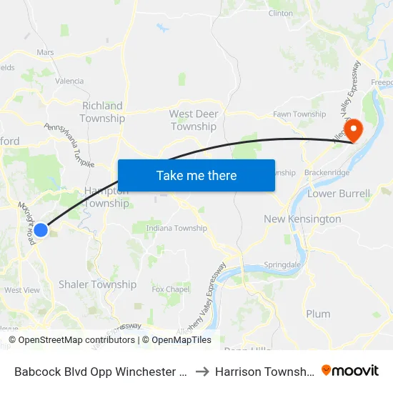 Babcock Blvd Opp Winchester Dr to Harrison Township map