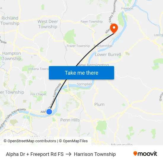 Alpha Dr + Freeport Rd FS to Harrison Township map