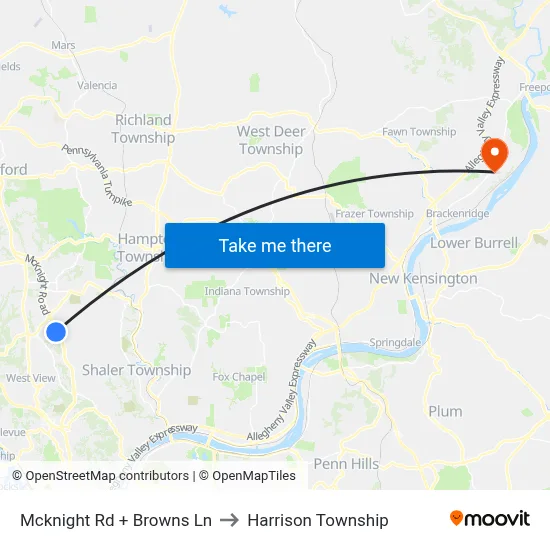 Mcknight Rd + Browns Ln to Harrison Township map