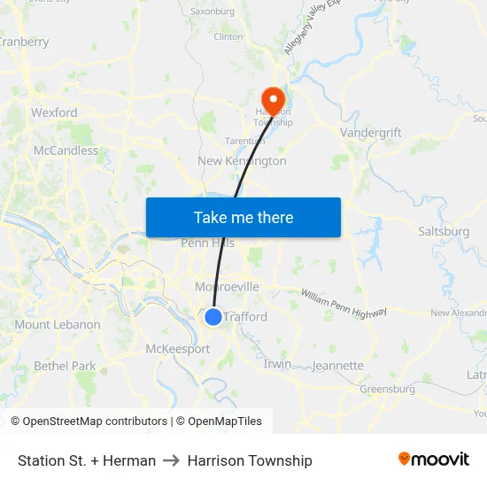 Station St. + Herman to Harrison Township map