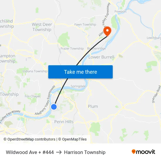 Wildwood Ave + #444 to Harrison Township map