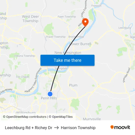 Leechburg Rd + Richey Dr to Harrison Township map