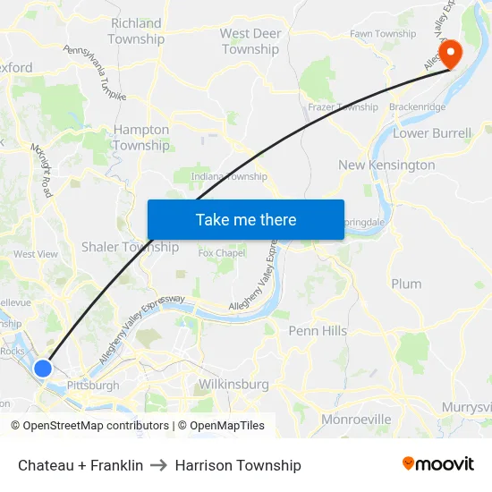 Chateau + Franklin to Harrison Township map